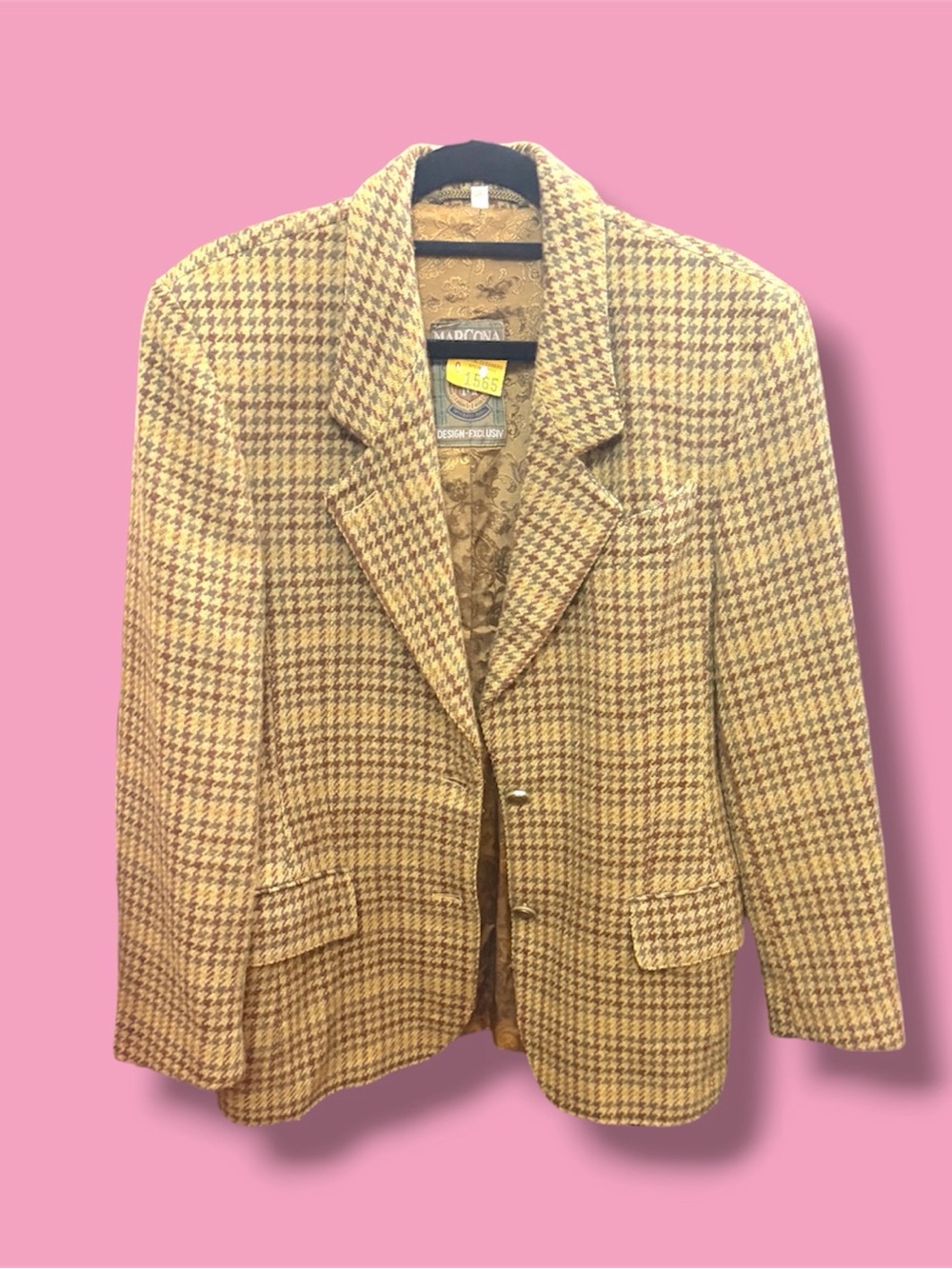 Marcona VINTAGE Tan & Brown Wool-Blend Blazer